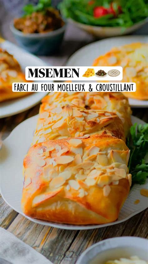 Msemen au four galette feuilletée farcie au bœuf haché fromage herbes