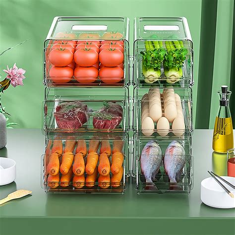 Refrigerator Organizer Bins Set Of 6 Clear Pantry