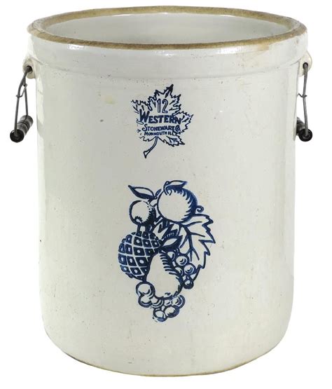 Stoneware Crock Wbail Handles 12 Gal Western Wfruit Nov 04 2017