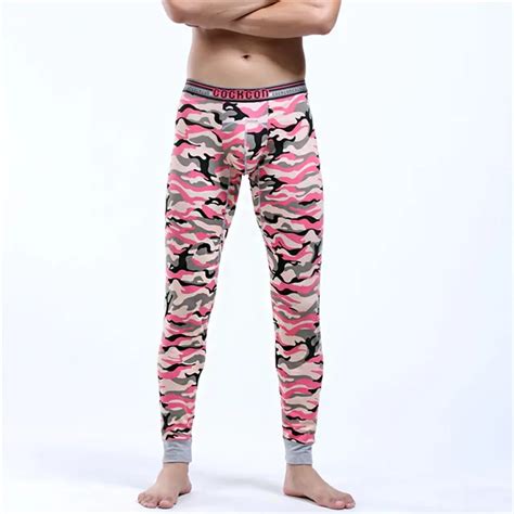 Cockcon Men Cotton Printing Thermal Underwear Bottom Warm Long Leggings