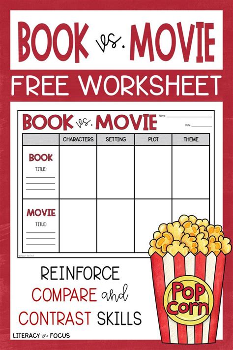 Movie Vs Book Comparison Worksheet Pdf