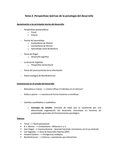 Tema 2 Perspectivas Teóricas De La Psicología Del Desarrollo Tema 2 Perspectivas Teóricas De