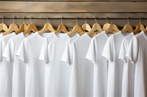 Premium Photo | Blank white tshirts on wooden hangers