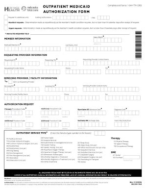 Fillable Online Medicaid Outpatient Prior Authorization Fax Form Fax