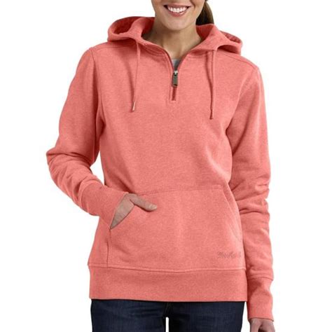 Carhartt 100705 Womens Clarksburg Quarter Zip Hooded Sweatshirt Dungarees