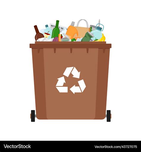 Garbage bin with mixed waste trash container Vector Image