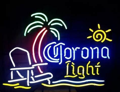 Corona Light Sun Palm Tree Chair Beer X Neon Sign Bar Lamp Light