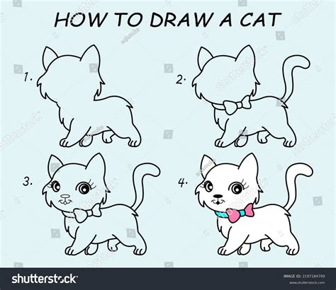 Step By Step Draw Cat Drawing Stock Vector (Royalty Free) 2197184799 ...