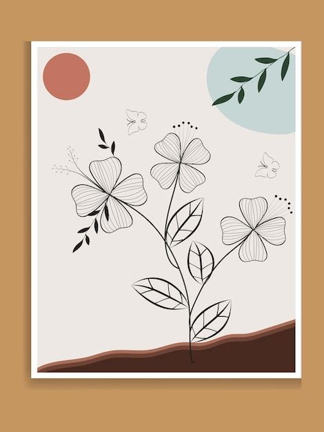 Premium Vector Flat Design Wall Art Illustration Botanical Wall Art