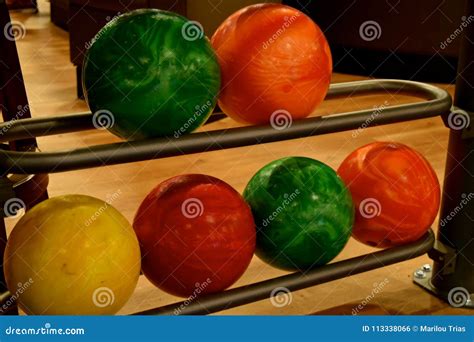 Colorful Bowling Balls Stock Photo Image Of Yello Exercise 113338066