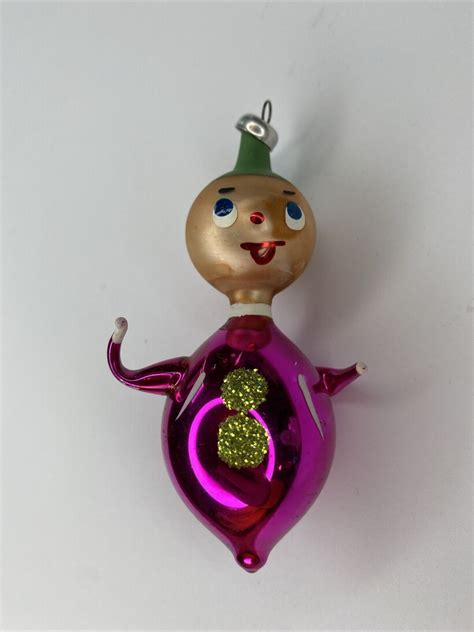 Vtg Lot Of 2 De Carlini Christmas Glass Ornament Hand Painted Italy 1960s Elves Ebay