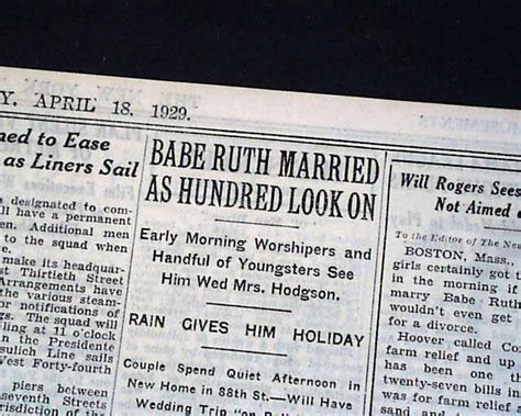 Babe Ruth Gets Married Rarenewspapers