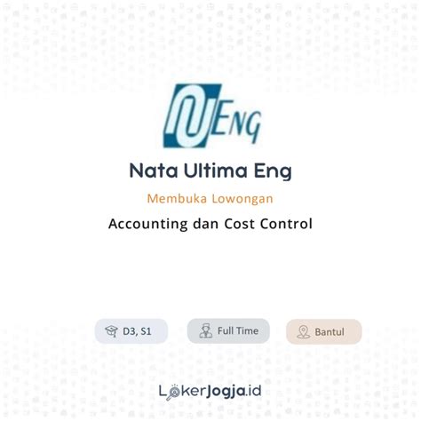 Lowongan Kerja Accounting Dan Cost Control Di Nata Ultima Eng