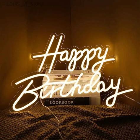 LED Neon Sign Happy Birthday Led Neon Sign Custom Night Light For