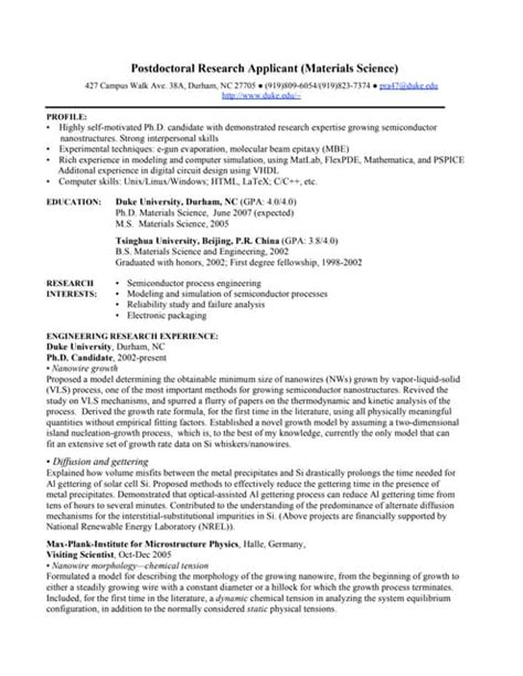 Phd Cv Postdoctoral Research Pdf