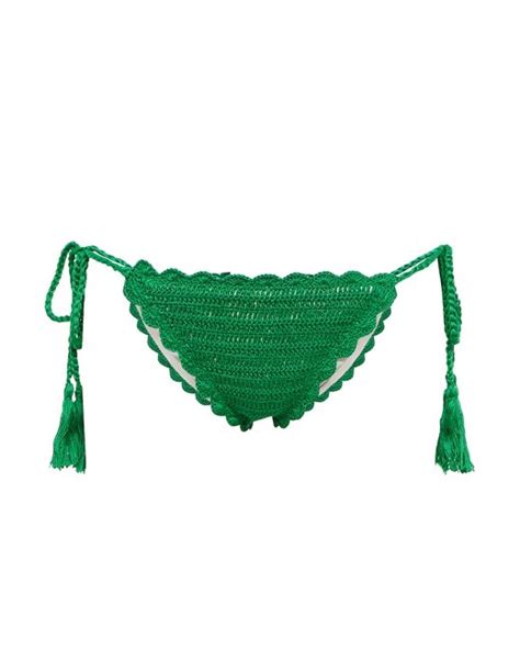 Anna Kosturova Exclusive To Crochet Bikini Bottoms In Green Stylemi