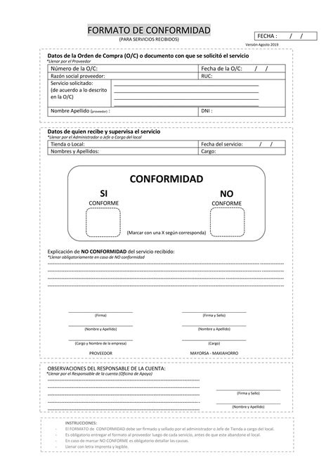 Formato De Conformidad De Servicio PDF