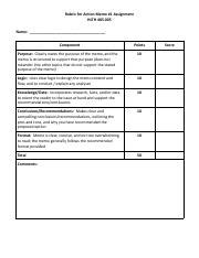 Action Memo Grading Rubric Pdf Rubric For Action Memo