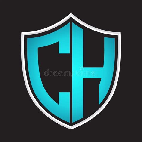 CH Logo Monogram With Shield Shape Isolated Blue Colors On Outline