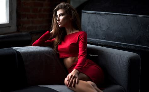 Women Maxim Romanov Tanned Sitting Model Brunette Women Indoors