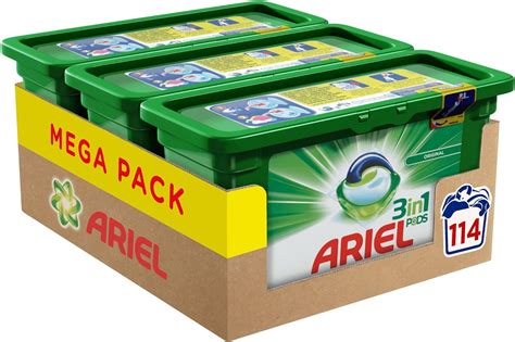 ARIEL 3 En1 Pods Original Lessive Capsules Nettoie Elimine Taches Donne