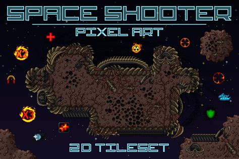 Pixel Art Space Shooter 2D Tileset - CraftPix.net