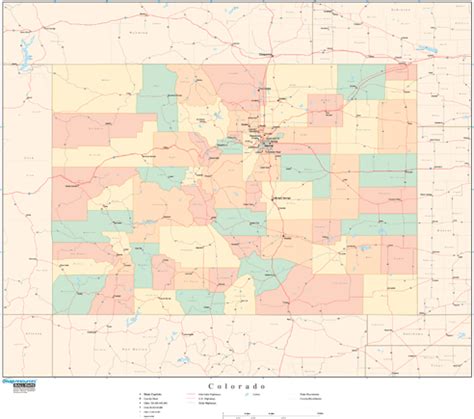 Colorado Wall Map with Counties by Map Resources - MapSales