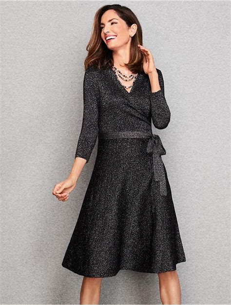 Merino Shimmer Wrap Dress Talbots Sb Oct 2018 Fit And Flare Dress