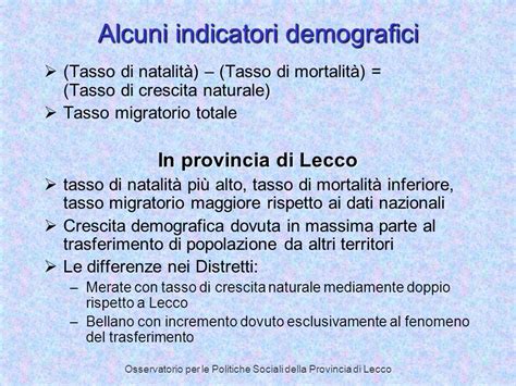 Rapporto Socio Demografico Della Provincia Di Lecco 2004 Ppt Scaricare