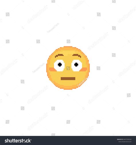 Pixel Art Flushed Face Emoji Icon Vetor Stock Livre De Direitos