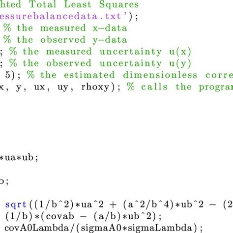 Gnu Octave Matlab Script File Using The Function File Fitwtlsc M To