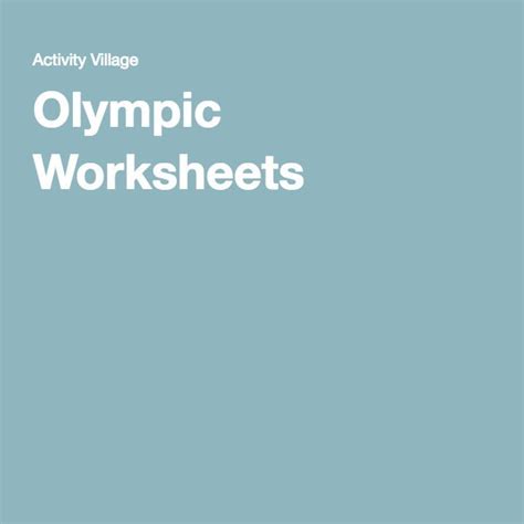 Olympic Worksheets | Learning resources, Olympics, Worksheets