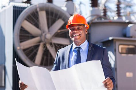 African Electrical Engineer Using Laptop Stock Photo Image Of