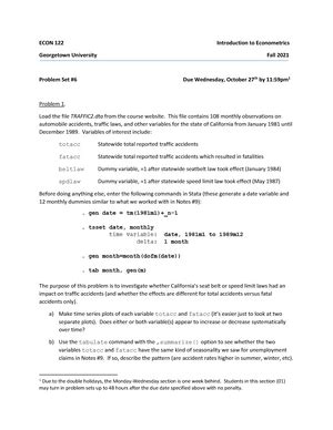 Homework Fall Semester Econ Introduction To Econometrics