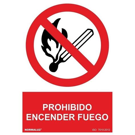 Señal prohibido encender fuego PVC 0 7mm NMZ SIA Suministros