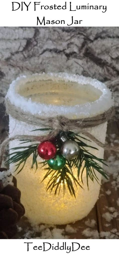 Diy Frosted Mason Jar Luminary Candle Christmas Rustic Vintage