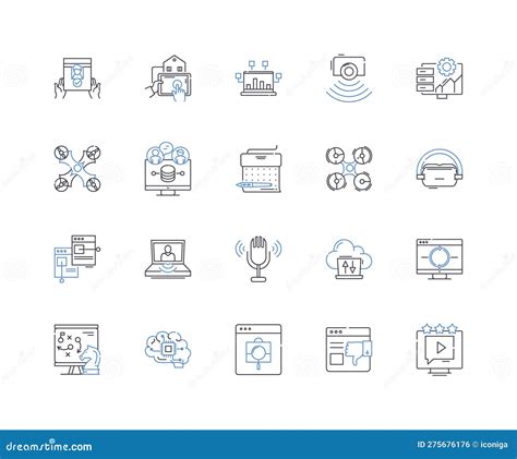 Information Data Line Icons Collection Analytics Big Data