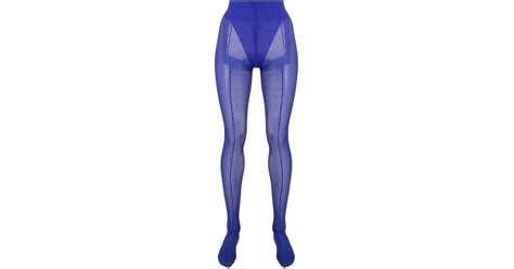 Wolford X Mugler Mesh Panelled Tights In Blue Lyst