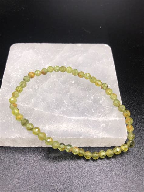 Mm Dainty Natural Peridot Gemstone Micro Faceted Aa Grade Bracelet