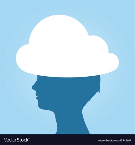 Woman head in the clouds silhouette idiom Vector Image