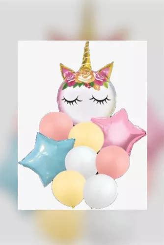 Pack 9 Globos Metálicos Unicornio Cuotas sin interés