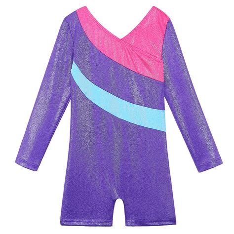 Baohulu Gymnastics Leotard For Girls Long Sleeve Purple Ballet