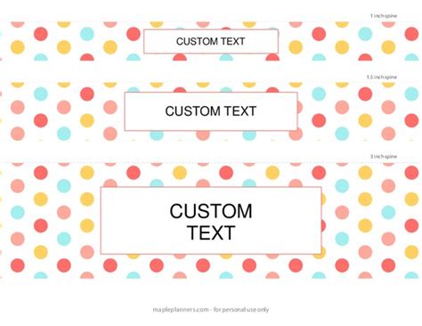 Free Editable Binder Spine Templates Rainbow Polka Dots