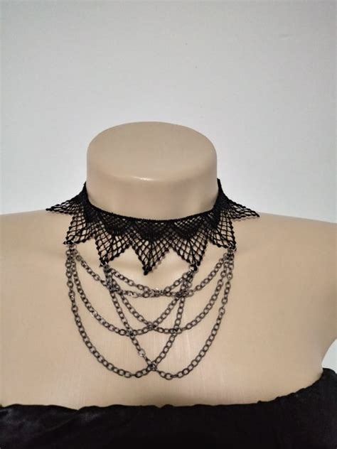 Gargantilha Coleira Gótica Choker Renda Preta Elo7