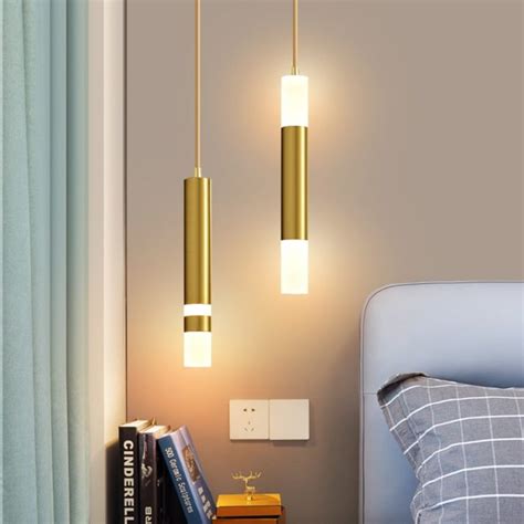 Gold Cylinder Pendant Lights Smoked Amber Glass Shade