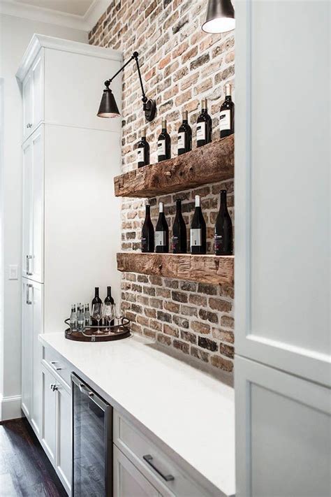 Built In Wine Bar Ideas Chicago Brick Backsplash Built In Wine Bar