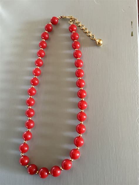 Monet Red Bead Necklace Vintage Womens Ladies Costume Jewelry Gold Tone Beaded Ebay