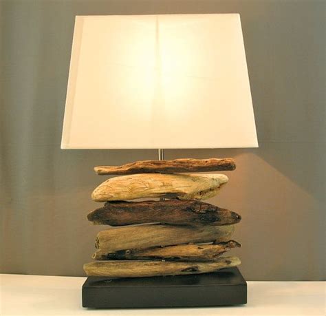 Modern Driftwood Lamp With Modern Rectangular Lampshade Etsy