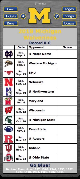 U Of M Football Schedule