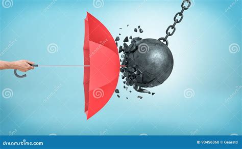 A Male Hand Holding an Open Red Umbrella Which Protects from a ...